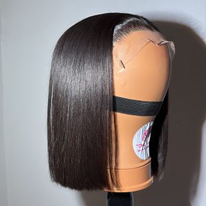 10” Bone Straight Bob Wig – 5×5 Swiss lace  Closure (Natural Color)