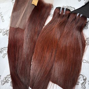 Auburn Brown 10” Bone Straight Vietnam Hair – 200g 13×4 Swiss Lace Frontal (Wig Option Available)