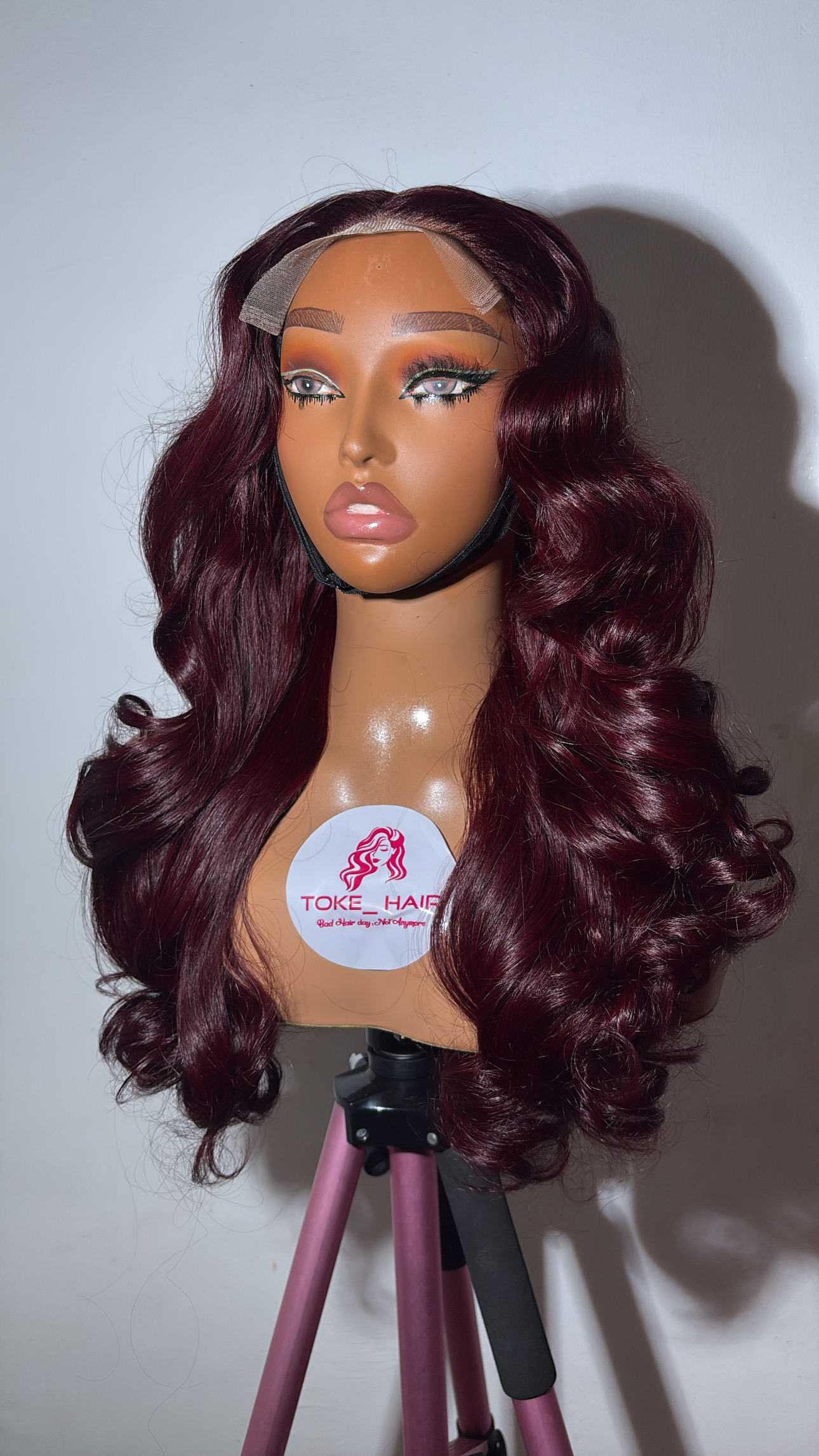 Burgundy Wine 22” Wavy Wig – 5x5 Swiss Lace Closure (Factory Made)