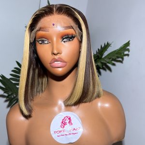 Single Donor Highlight Blonde 10” Wig – 200g Full Density 5×5 Swiss Lace Closure